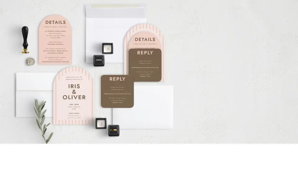Stacked Wedding Invitations with coordinating items