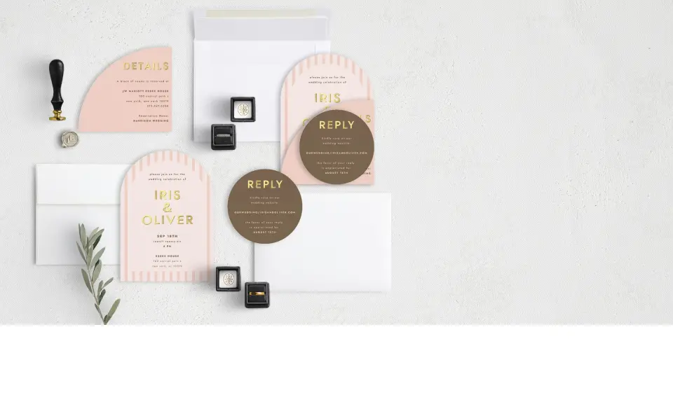Stacked Wedding Invitations with coordinating items