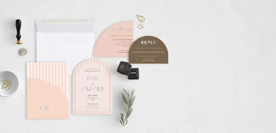 Stacked Wedding Invitations with pocket and coordinating items