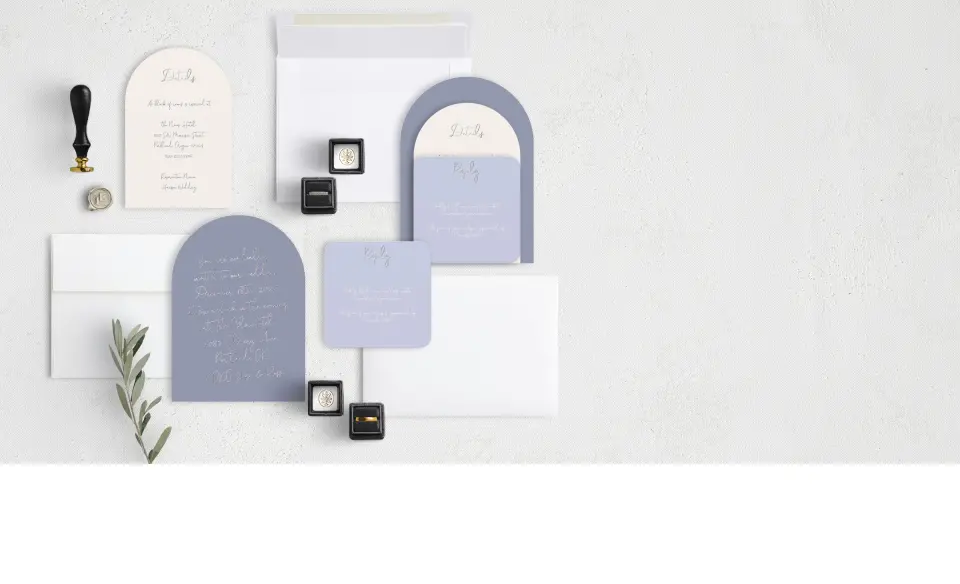 Stacked Wedding Invitations with coordinating items
