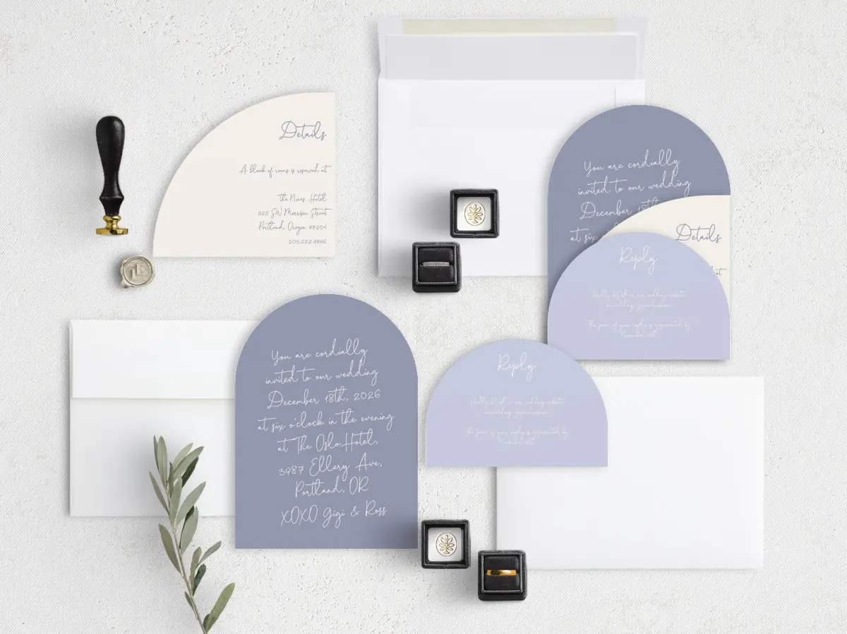 Stacked Wedding Invitations with coordinating items