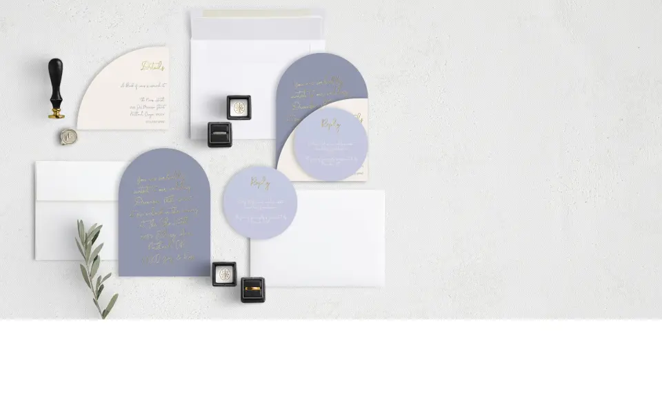 Stacked Wedding Invitations with coordinating items