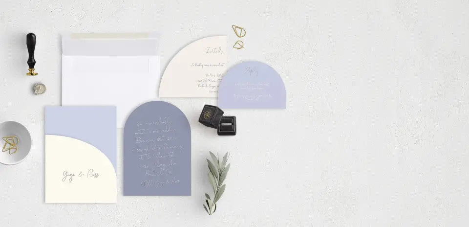 Stacked Wedding Invitations with pocket and coordinating items