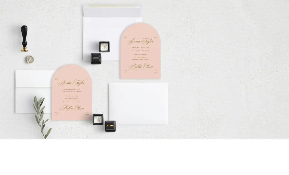 Stacked Wedding Invitations with coordinating items