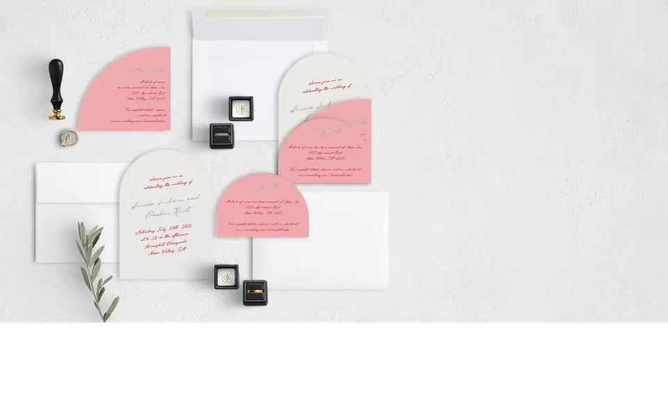 Stacked Wedding Invitations with coordinating items