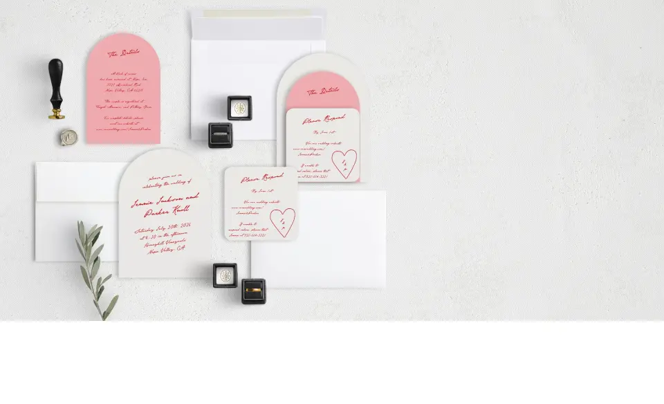 Stacked Wedding Invitations with coordinating items