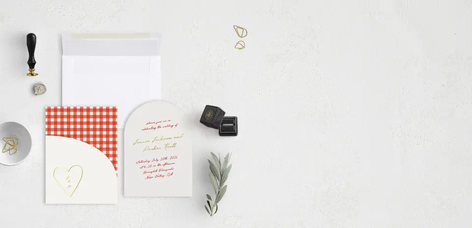 Stacked Wedding Invitations with pocket and coordinating items