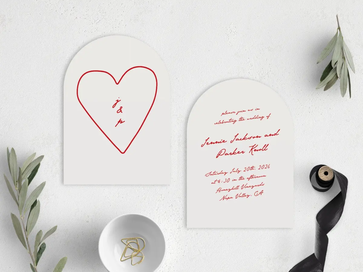 Stacked Wedding Invitations front and back