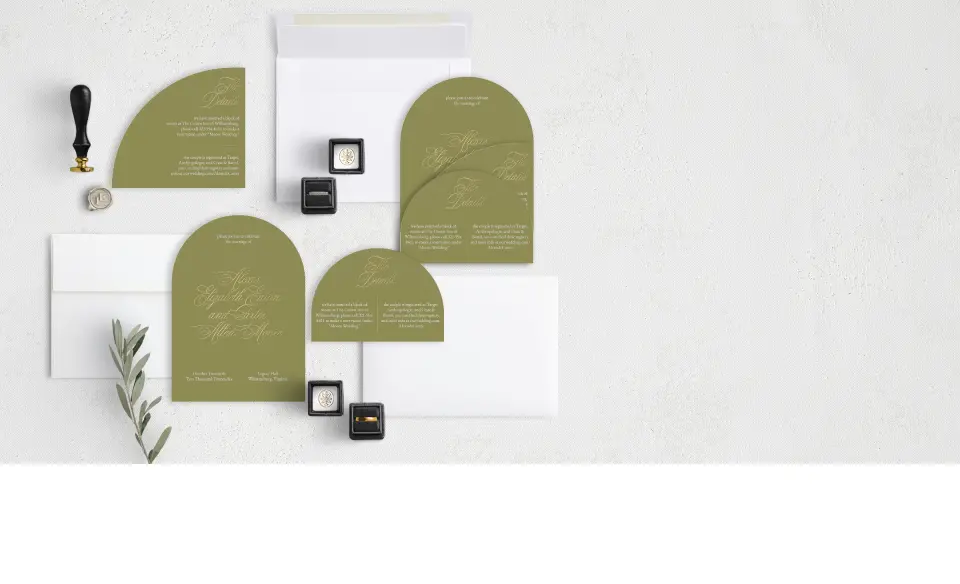 Stacked Wedding Invitations with coordinating items