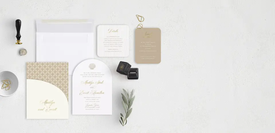 Stacked Wedding Invitations with pocket and coordinating items