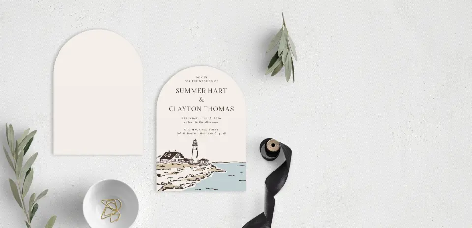 Stacked Wedding Invitations front and back