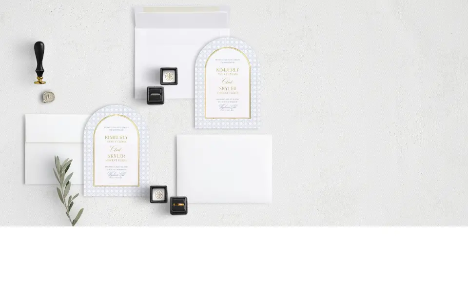 Stacked Wedding Invitations with coordinating items