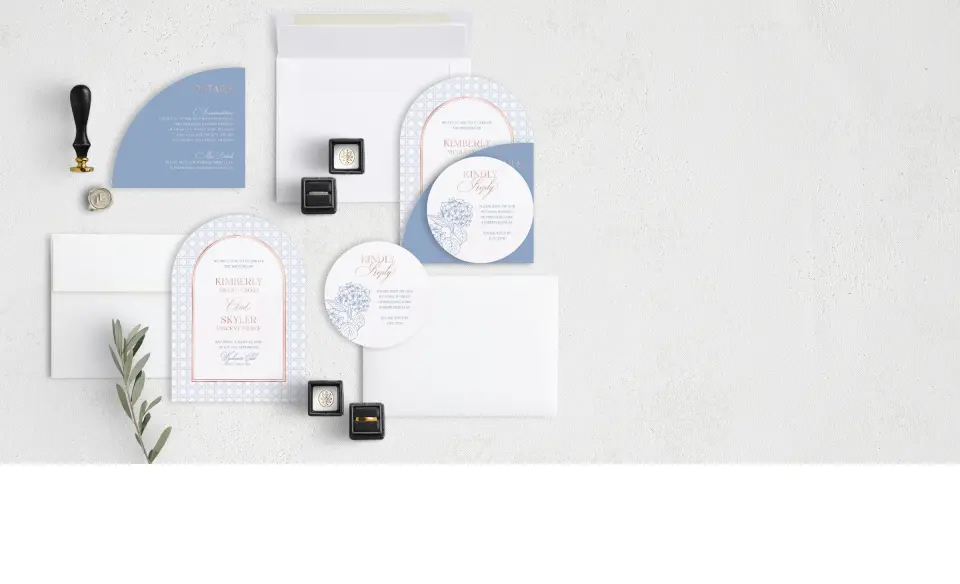 Stacked Wedding Invitations with coordinating items