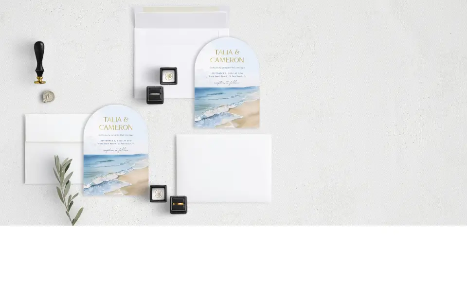 Stacked Wedding Invitations with coordinating items