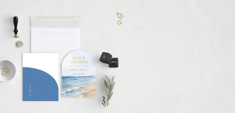 Stacked Wedding Invitations with pocket and coordinating items