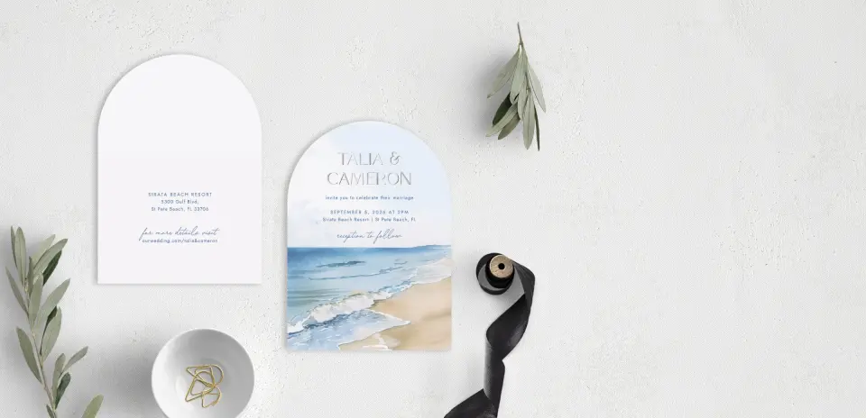 Stacked Wedding Invitations front and back