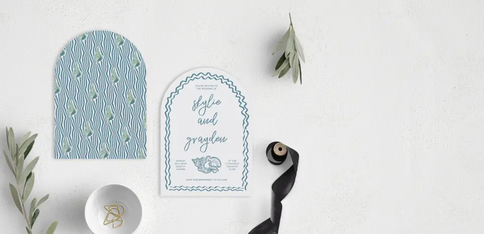 Stacked Wedding Invitations front and back