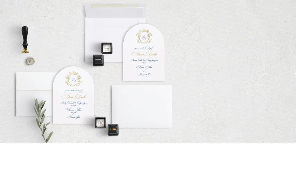 Stacked Wedding Invitations with coordinating items