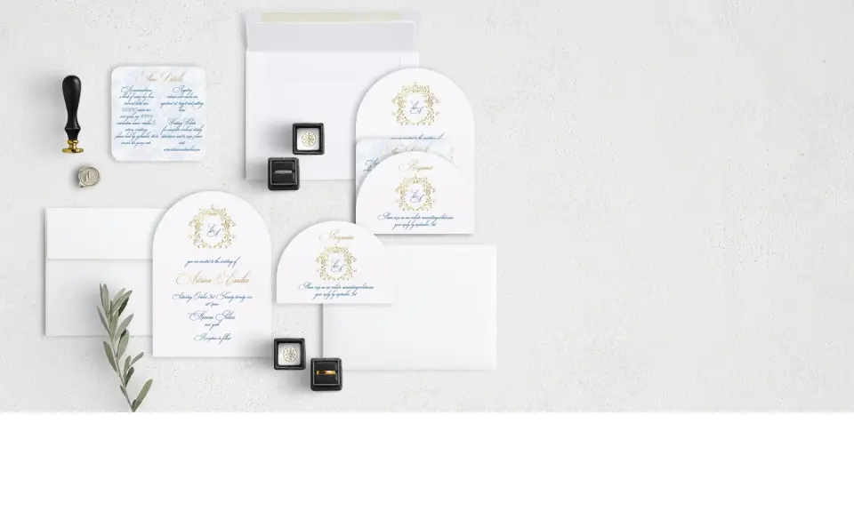 Stacked Wedding Invitations with coordinating items