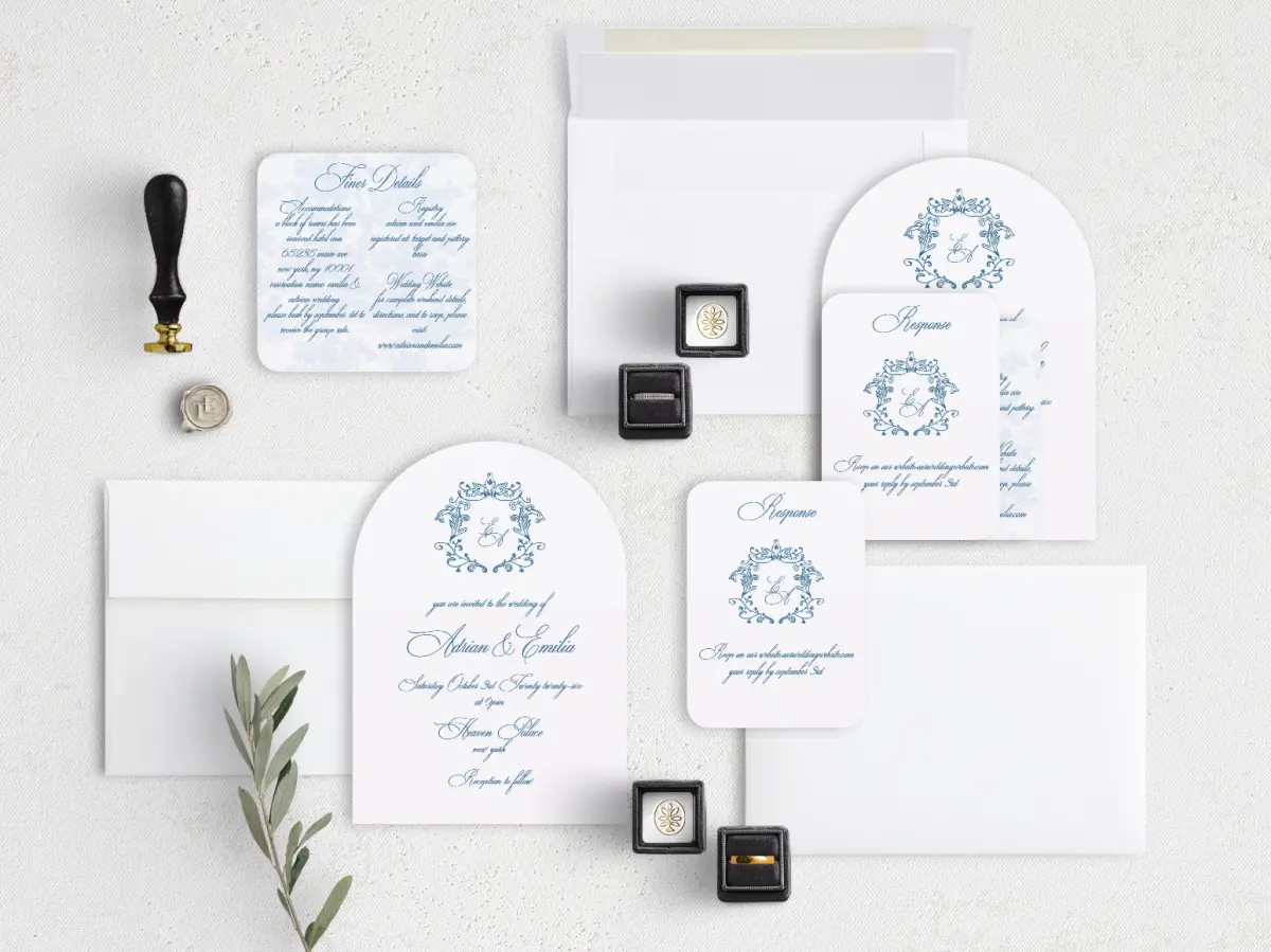 Stacked Wedding Invitations with coordinating items