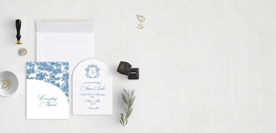 Stacked Wedding Invitations with pocket and coordinating items