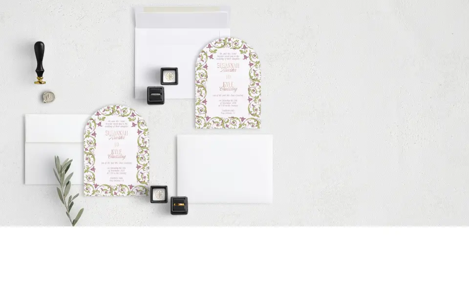 Stacked Wedding Invitations with coordinating items