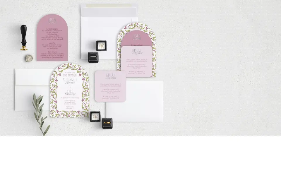Stacked Wedding Invitations with coordinating items