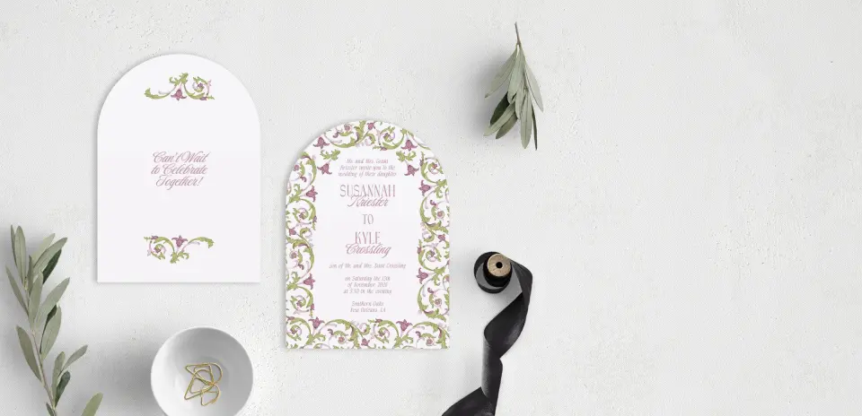 Stacked Wedding Invitations front and back