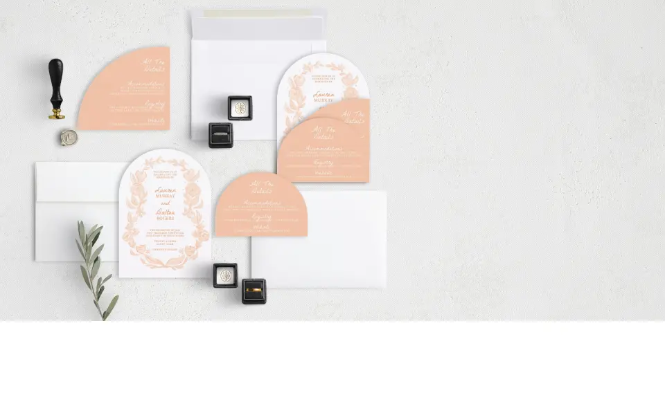 Stacked Wedding Invitations with coordinating items