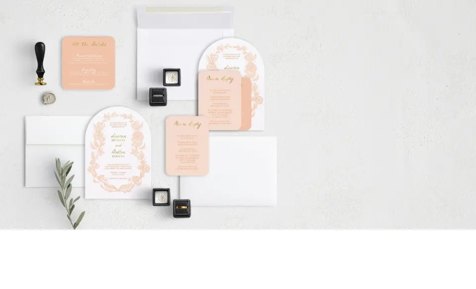 Stacked Wedding Invitations with coordinating items
