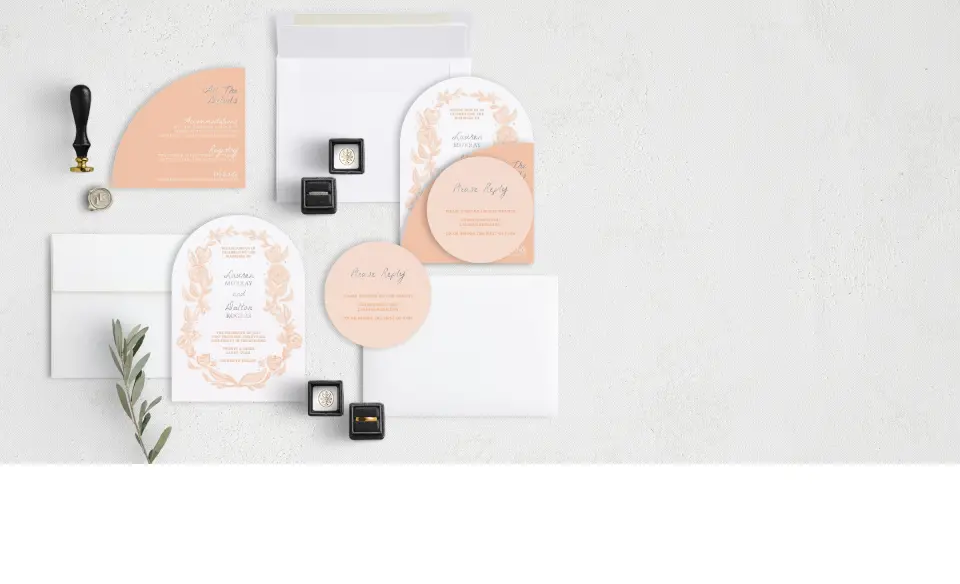 Stacked Wedding Invitations with coordinating items