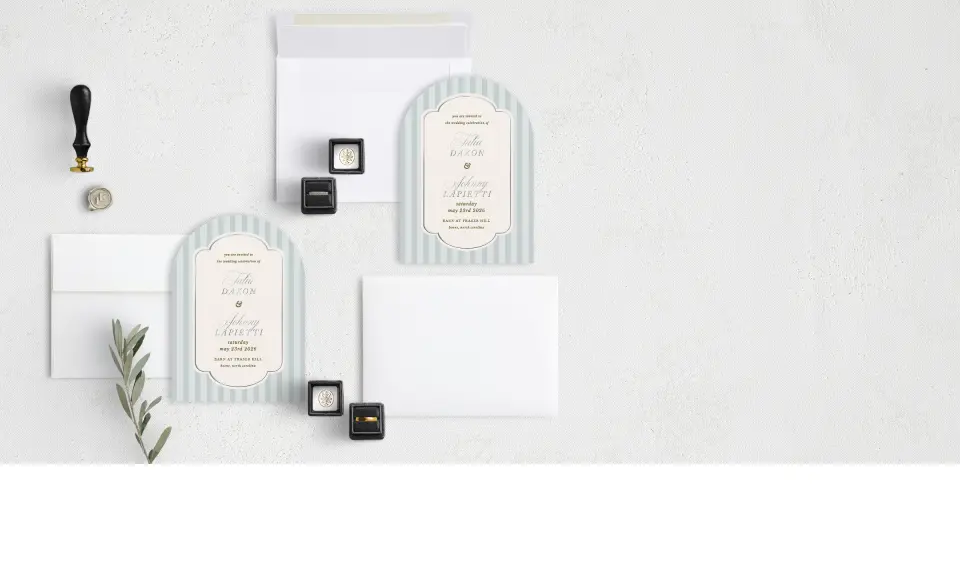 Stacked Wedding Invitations with coordinating items