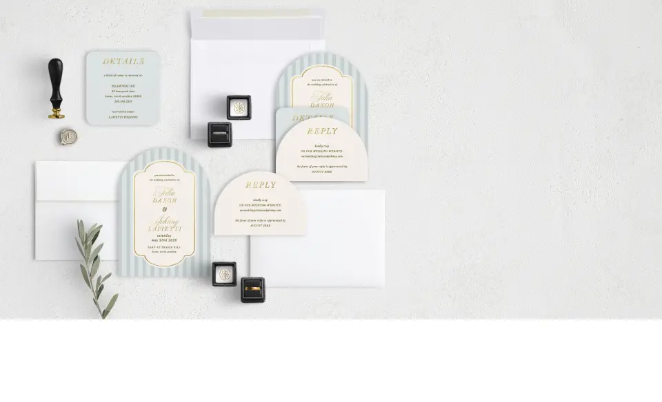 Stacked Wedding Invitations with coordinating items