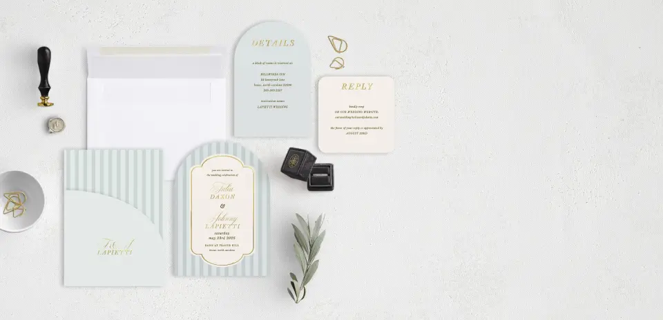 Stacked Wedding Invitations with pocket and coordinating items