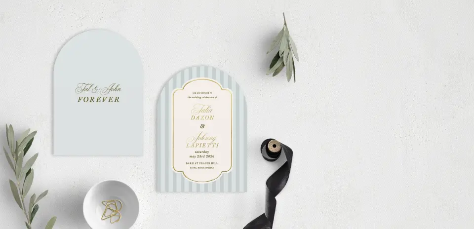 Stacked Wedding Invitations front and back
