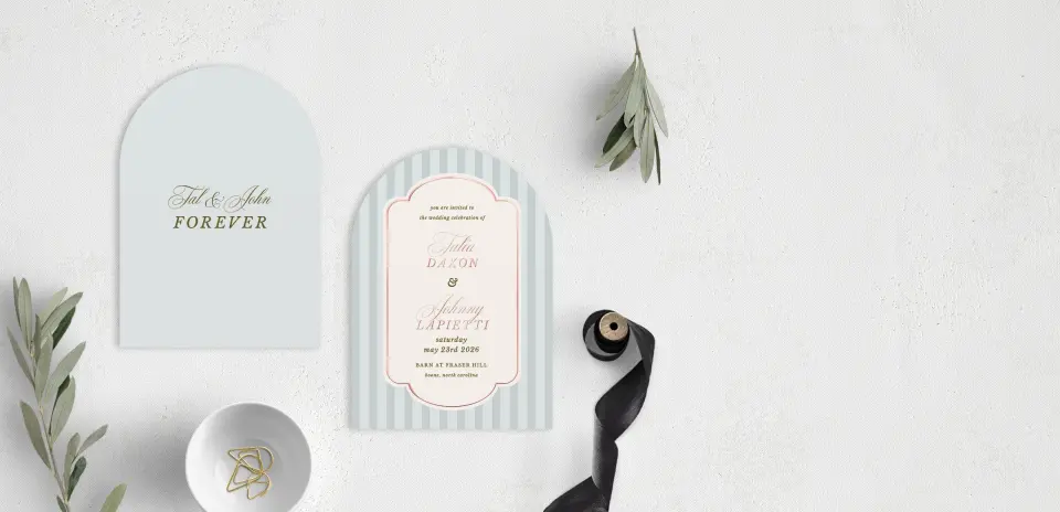 Stacked Wedding Invitations front and back