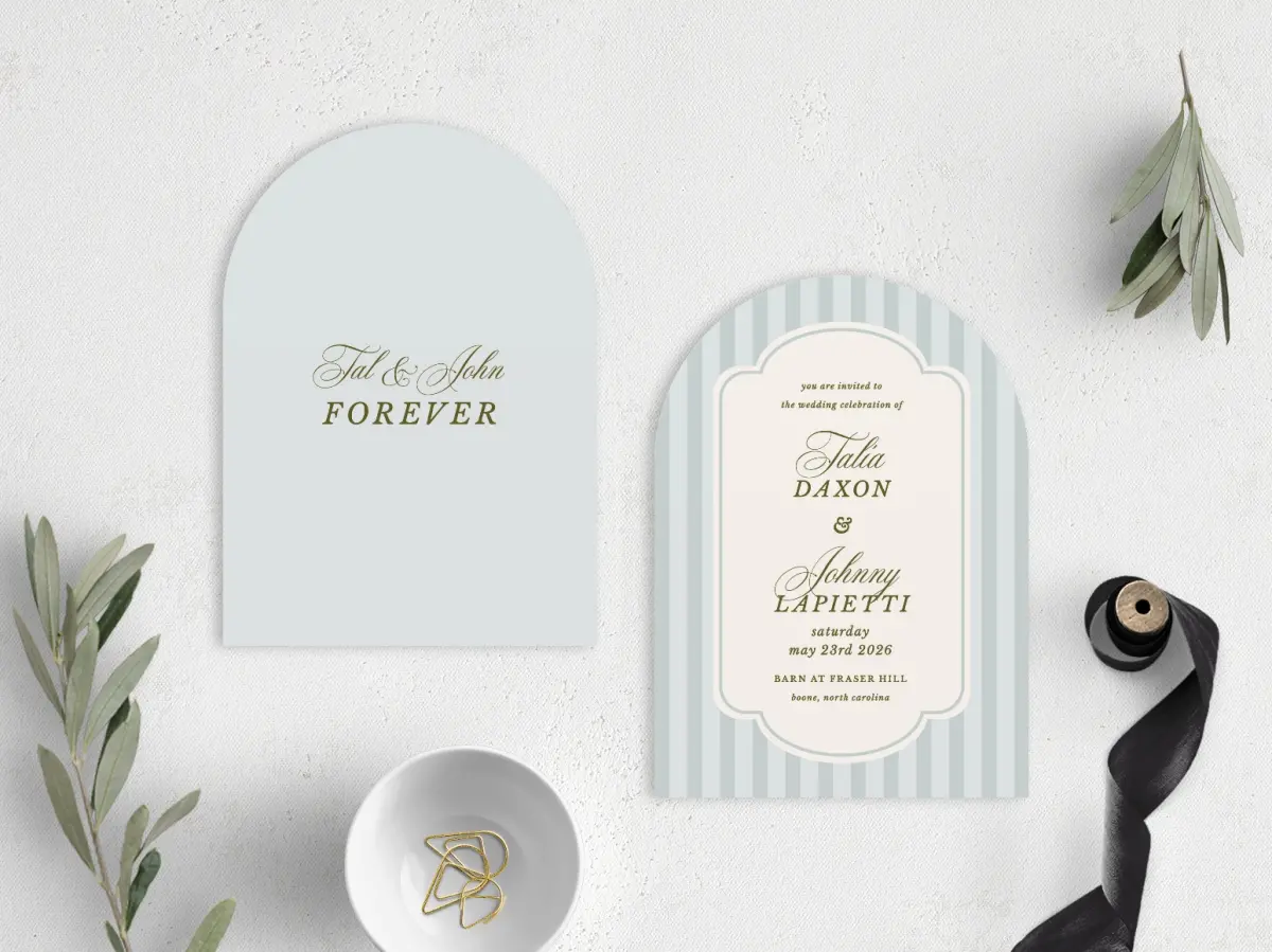 Stacked Wedding Invitations front and back