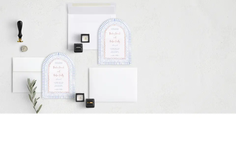 Stacked Wedding Invitations with coordinating items