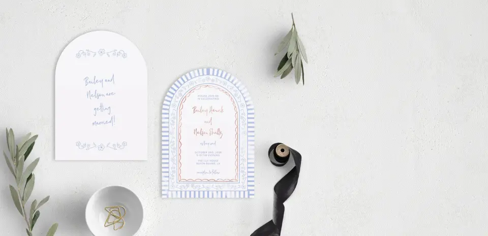 Stacked Wedding Invitations front and back