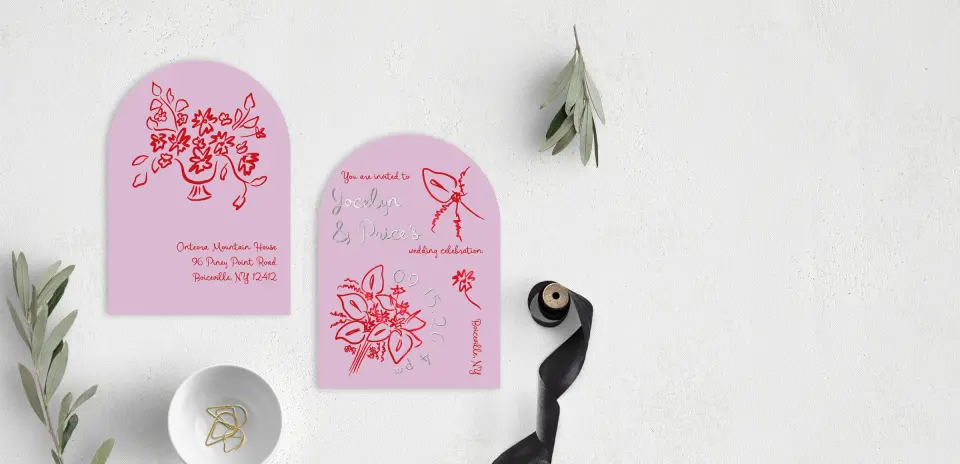 Stacked Wedding Invitations front and back