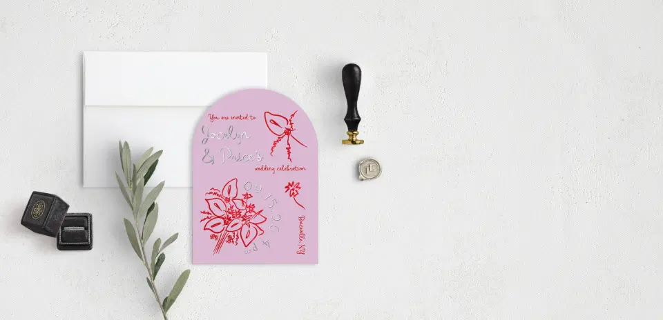 Stacked Wedding Invitations front view