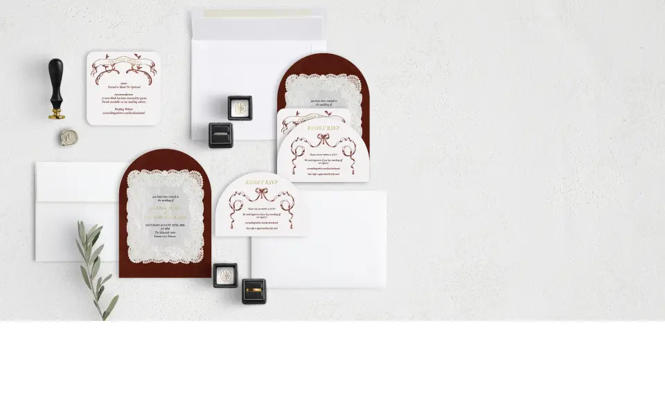Stacked Wedding Invitations with coordinating items