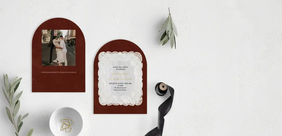 Stacked Wedding Invitations front and back