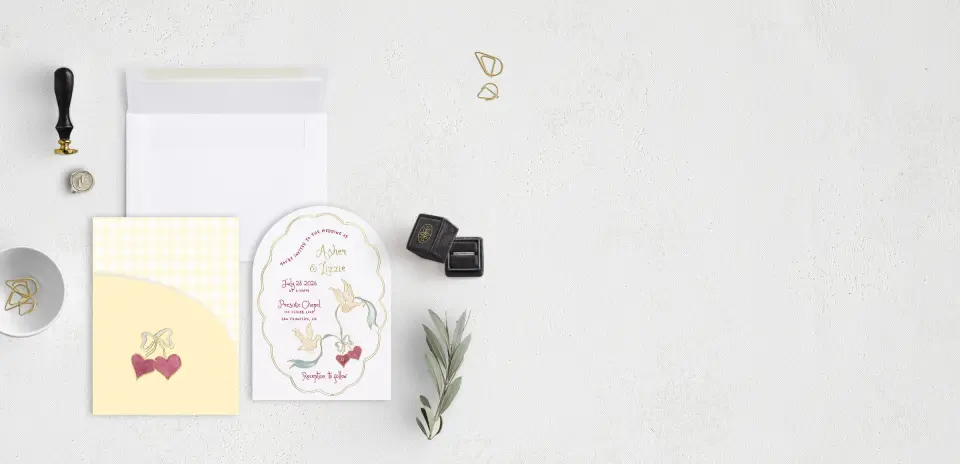 Stacked Wedding Invitations with pocket and coordinating items