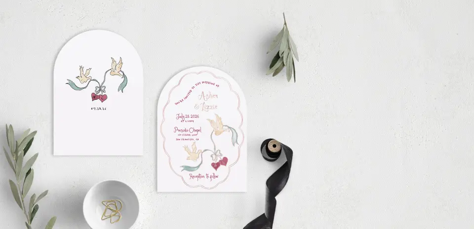 Stacked Wedding Invitations front and back