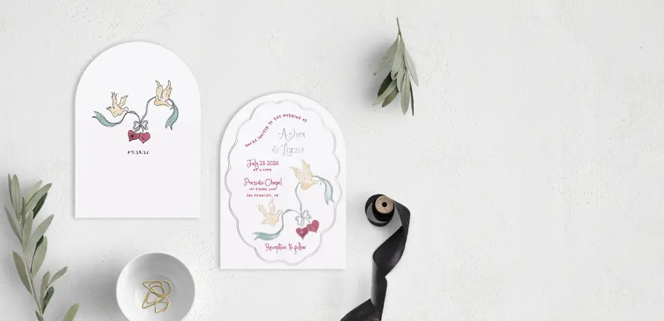 Stacked Wedding Invitations front and back