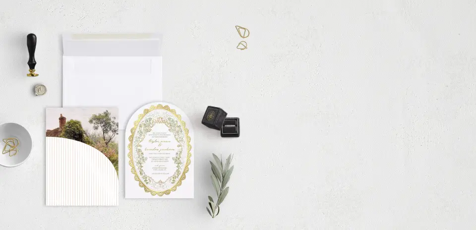 Stacked Wedding Invitations with pocket and coordinating items