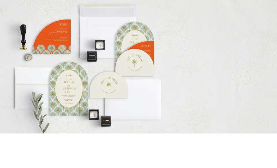 Stacked Wedding Invitations with coordinating items