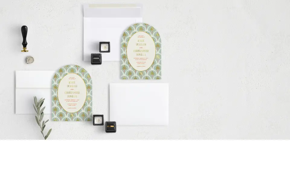 Stacked Wedding Invitations with coordinating items