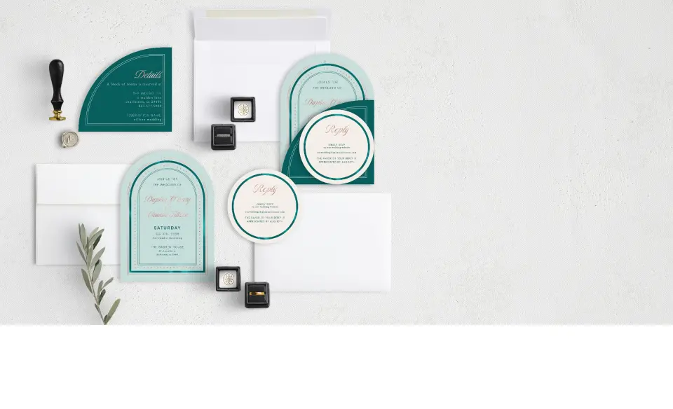 Stacked Wedding Invitations with coordinating items